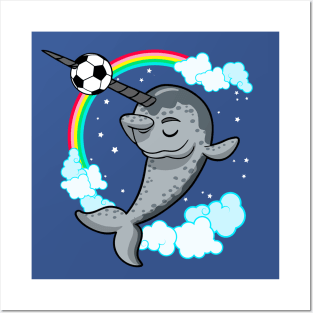 Narwhal Soccer Player Team Mom Coach Sports Cute Posters and Art